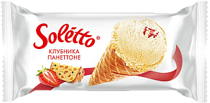 Десерт замороженный SOLETTO (панеттоне-клубника с ароматом и наполнителем соленая клубника, 75 г)